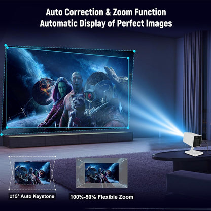 Mini Projector 4K Portable – WiFi6 Bluetooth 5.4 Home Cinema Smart Projector for Phone PC HDMI USB Laptop – 130" Screen with Auto Keystone - PuriLite