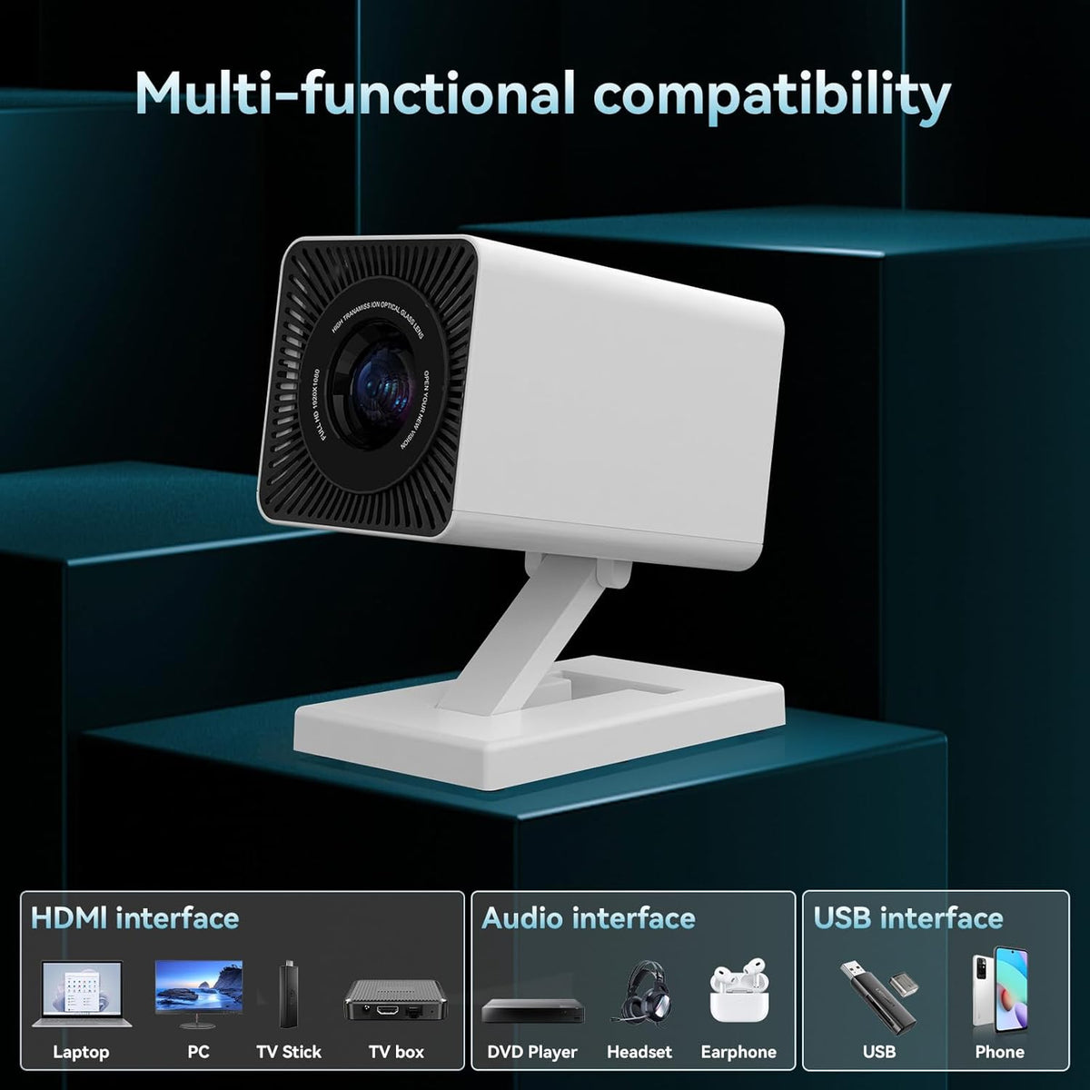 Mini Projector 4K Portable – WiFi6 Bluetooth 5.4 Home Cinema Smart Projector for Phone PC HDMI USB Laptop – 130" Screen with Auto Keystone - PuriLite