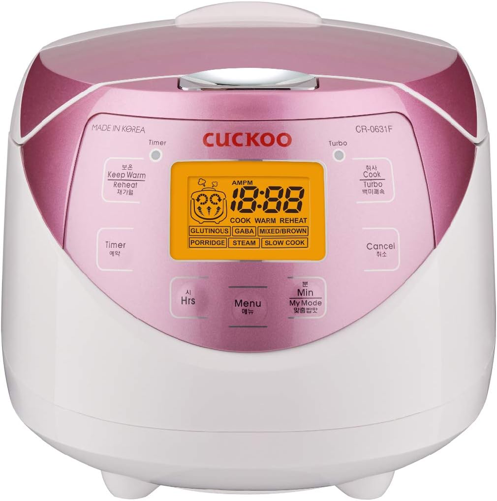 Cuckoo CR-0631F Rice Cooker 6 Cups Uncooked (3 Liters / 3.2 Quarts) Pink - PuriLite
