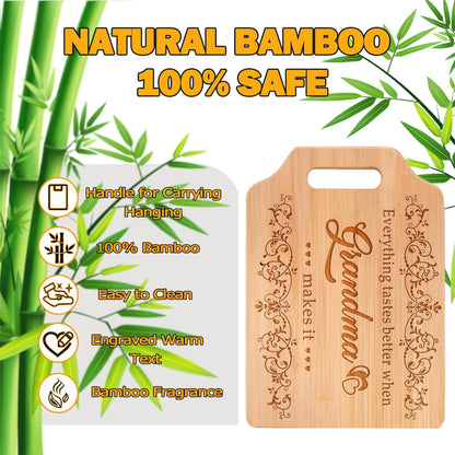 Grandma Gifts, Mothers Day Christmas, Birthday Gifts for Grandma from Grandkids - Engraved Bamboo Cutting Board 31 * 22 * 1cm, Stocking Stuffers for Women - PuriLite