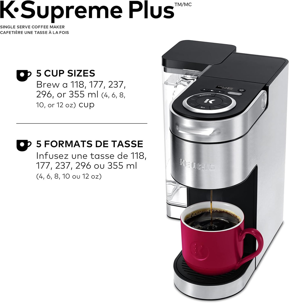 Keurig K-Supreme Plus Single Serve K-Cup Pod Coffee Maker, With Stainless Steel And MultiStream Technology, Silver - PuriLite