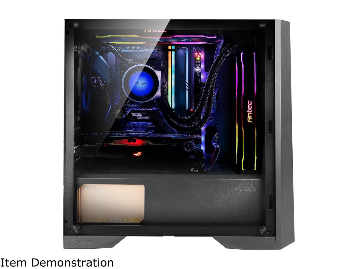 Antec Dapper Dark Phantom DP301M Black Steel / ARGB Lighting / Tempered Glass Side Panel Compact Micro-ATX Gaming Case - PuriLite