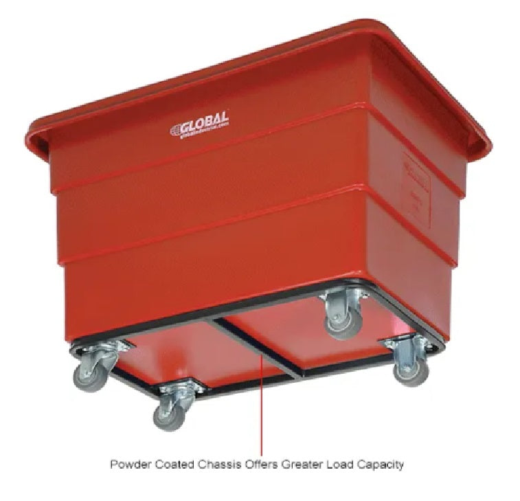 Global Industrial™ Plastic Bulk Box Truck, 8 Bushel, Steel Chassis Base, Red - PuriLite