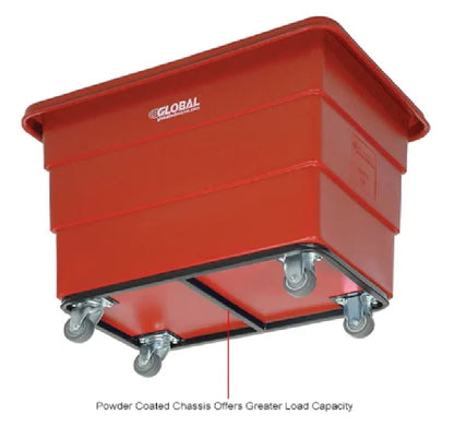 Global Industrial™ Plastic Bulk Box Truck, 8 Bushel, Steel Chassis Base, Red - PuriLite