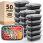 50 Pack 32 oz Meal Prep Containers with Lids, Reusable Leakproof & Food Safe Food Storage Containers, Microwave, Freezer, Dishwasher Safe Food Prep Containers, To Go Take Out Plastic Food Storage - PuriLite