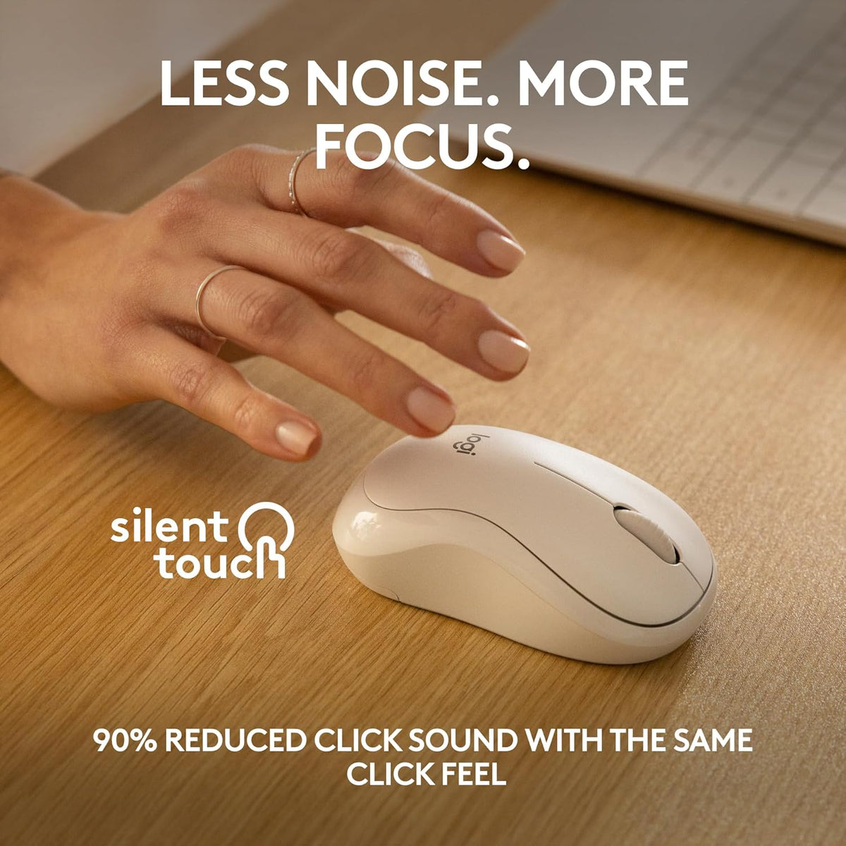 Logitech M240 Silent Bluetooth Mouse, Wireless, Compact, Portable, Smooth Tracking, 18-Month Battery, for Windows, macOS, ChromeOS, Compatible with PC, Mac, Laptop, Tablets - Off White - PuriLite