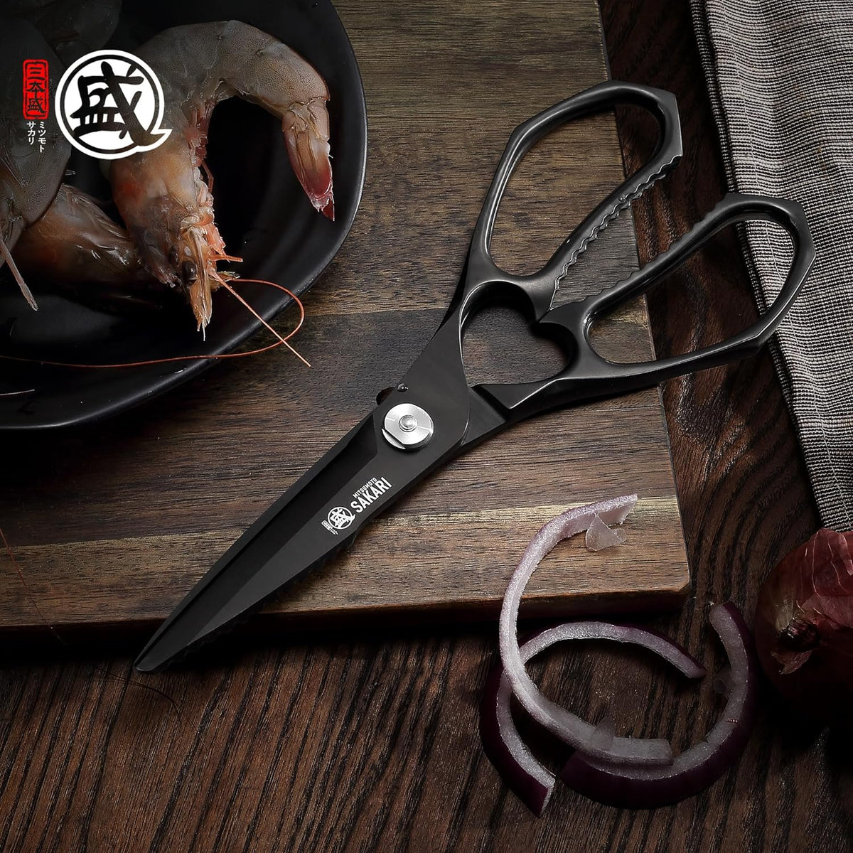 9 inch Japanese Detachable Kitchen Scissors, Multipurpose Poultry Shears Heavy Duty, Black Titanium Plated Kitchen Shears - PuriLite