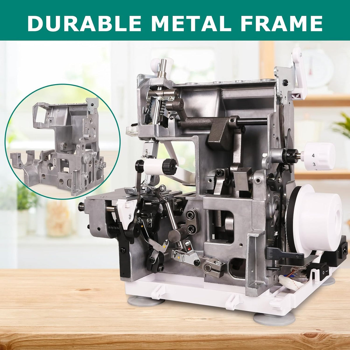FEIYUE FY505 Serger Overlock Machine with 2/3/4 Thread Capability, Built-in Rolled Hem, Durable Heavy-Duty Metal Frame, Adjustable Differential Feed - PuriLite