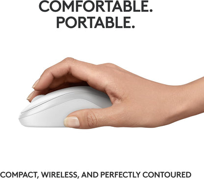 Logitech M240 Silent Bluetooth Mouse, Wireless, Compact, Portable, Smooth Tracking, 18-Month Battery, for Windows, macOS, ChromeOS, Compatible with PC, Mac, Laptop, Tablets - Off White - PuriLite