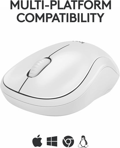 Logitech M240 Silent Bluetooth Mouse, Wireless, Compact, Portable, Smooth Tracking, 18-Month Battery, for Windows, macOS, ChromeOS, Compatible with PC, Mac, Laptop, Tablets - Off White - PuriLite