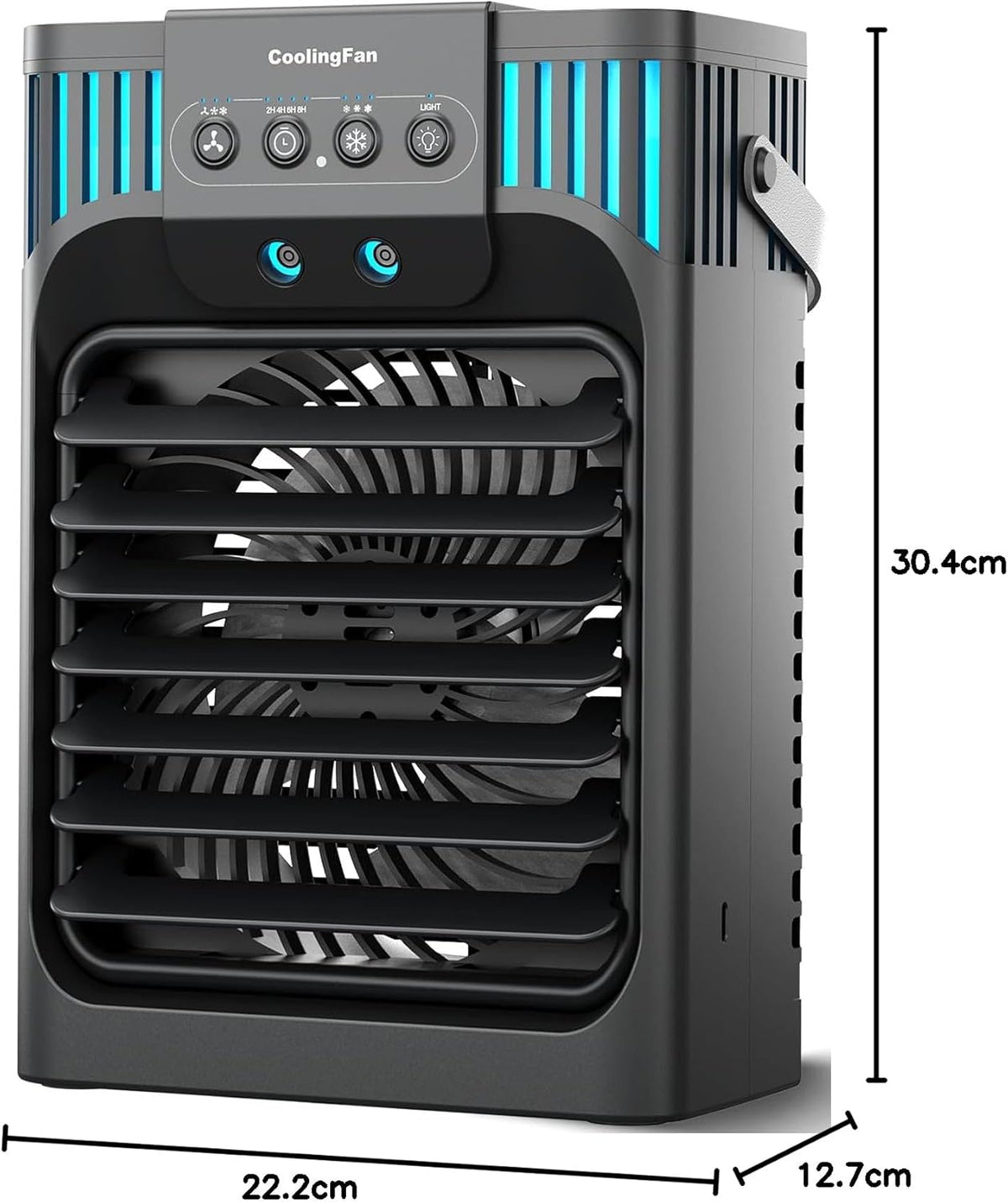 Portable Air Conditioner, LEAEYFE 3 Higher Speeds With 1200ml Extra Large Water Tank, 7 Color Lights 2/8 Hour Timer, 120° OscillatingCooling Fan For Desk, Home, Bed and Living Room - PuriLite