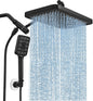 Purilite Select High Pressure Rain Shower Head with Handheld Spray – 12” Adjustable Dual Rainfall & Waterfall Shower Head Combo, Matte Black Bathroom Shower System - PuriLite