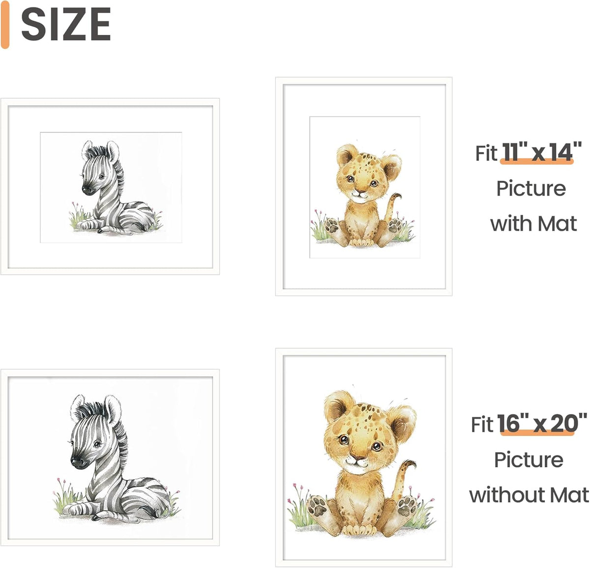 upsimples 11x14 Picture Frame, Display Pictures 8x10 with Mat or 11x14 Without Mat, Wall Hanging Photo Frames, Black - PuriLite