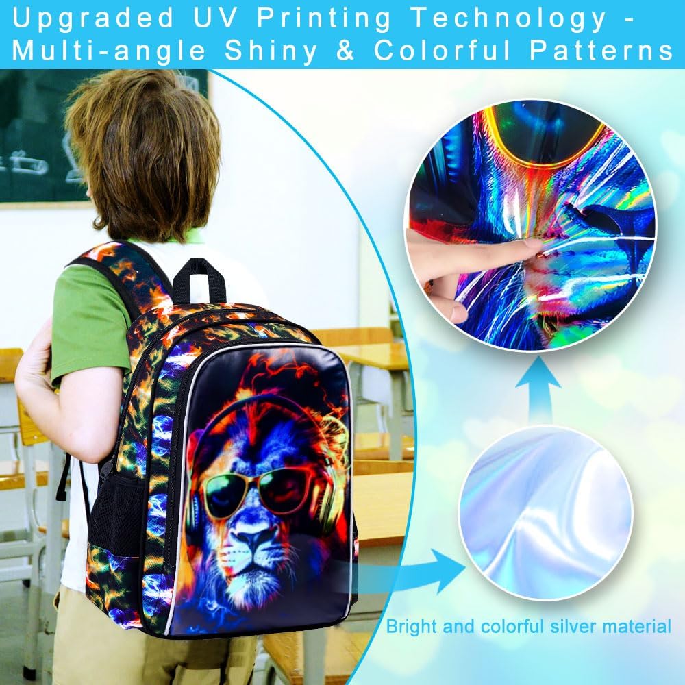 3pcs Backpack for Boys and Girls, 16” Kids Kindergarten Bookbag with Lunch Box, Cute Elementary Backpacks for Boy Girl - PuriLite