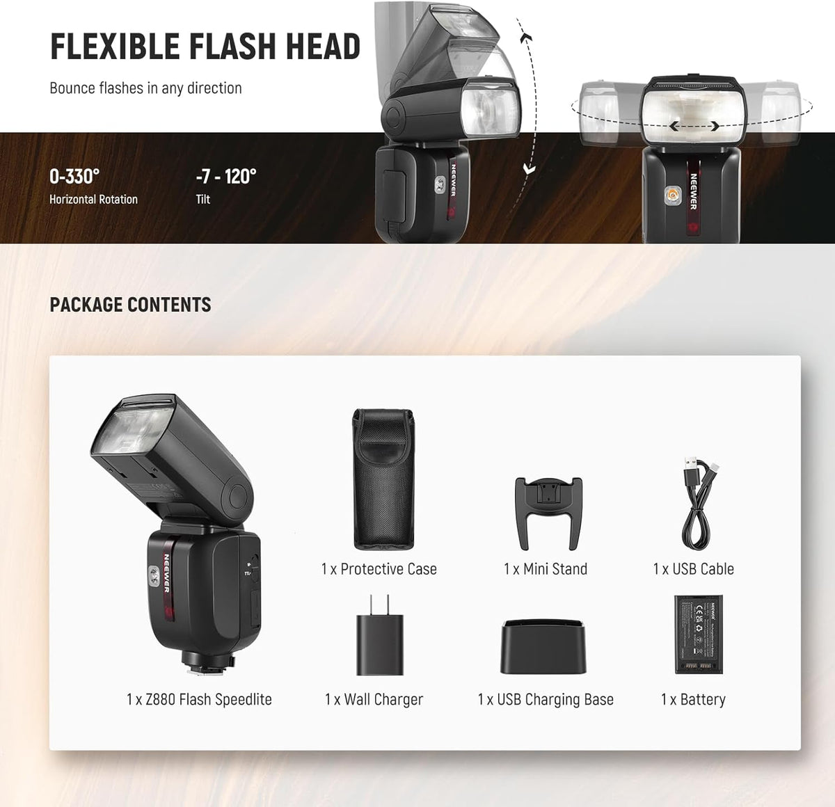 NEEWER Z880-C 2.4G 76Ws TTL Camera Flash Speedlite Compatible with Canon, Upgraded UI, Adjustable Modeling Lamp, TTL/M Quick Switch TCM Key, 1/8000s HSS 7.4V/2600mAh Battery 480 Full Power Flash - PuriLite
