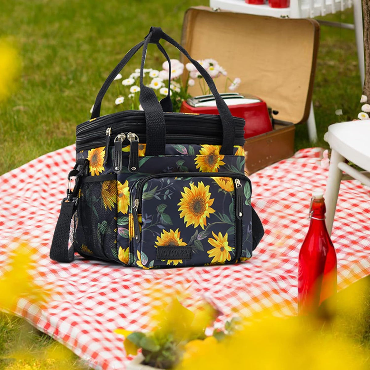 Lunch Bag Women Insulated Lunch Box for Work, Purple Expandable Large Lunch Bags, Leakproof Double Deck Lunch Box Cooler Bag（Purple） - PuriLite