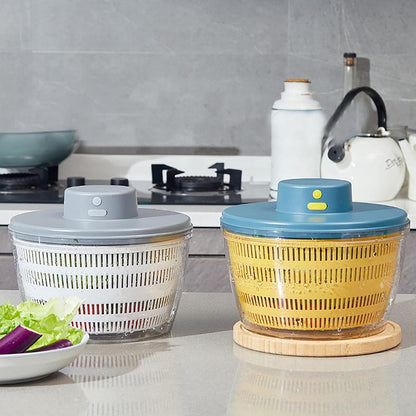 Electric Salad Spinner, 4L Wireless USB Salad Spinner Dehydrator for Fruit Vegetables, Large Capacity Salad Vegetable Dryer, Quick Drainage Electric Mixer White - PuriLite