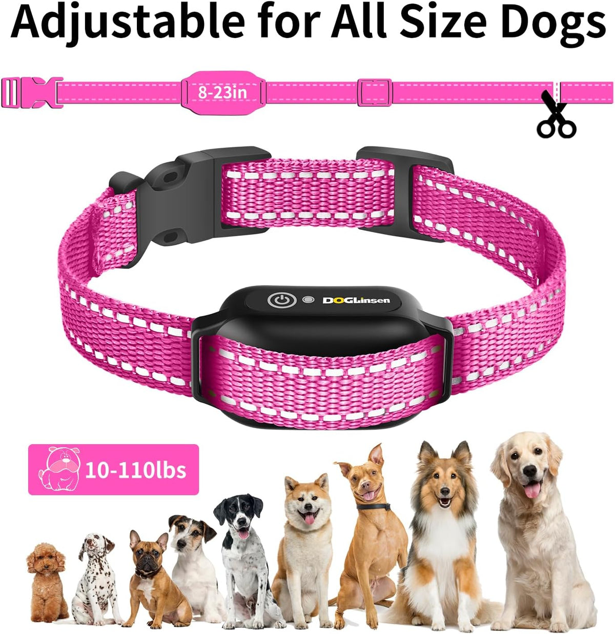 DOGLinsen No Shock Dog Training Collar with Remote 3300ft Range, Vibrating Dog Collar, Vibration Collar for Small Medium Large Dogs, 9 Style Tones and Vibration Collar - PuriLite