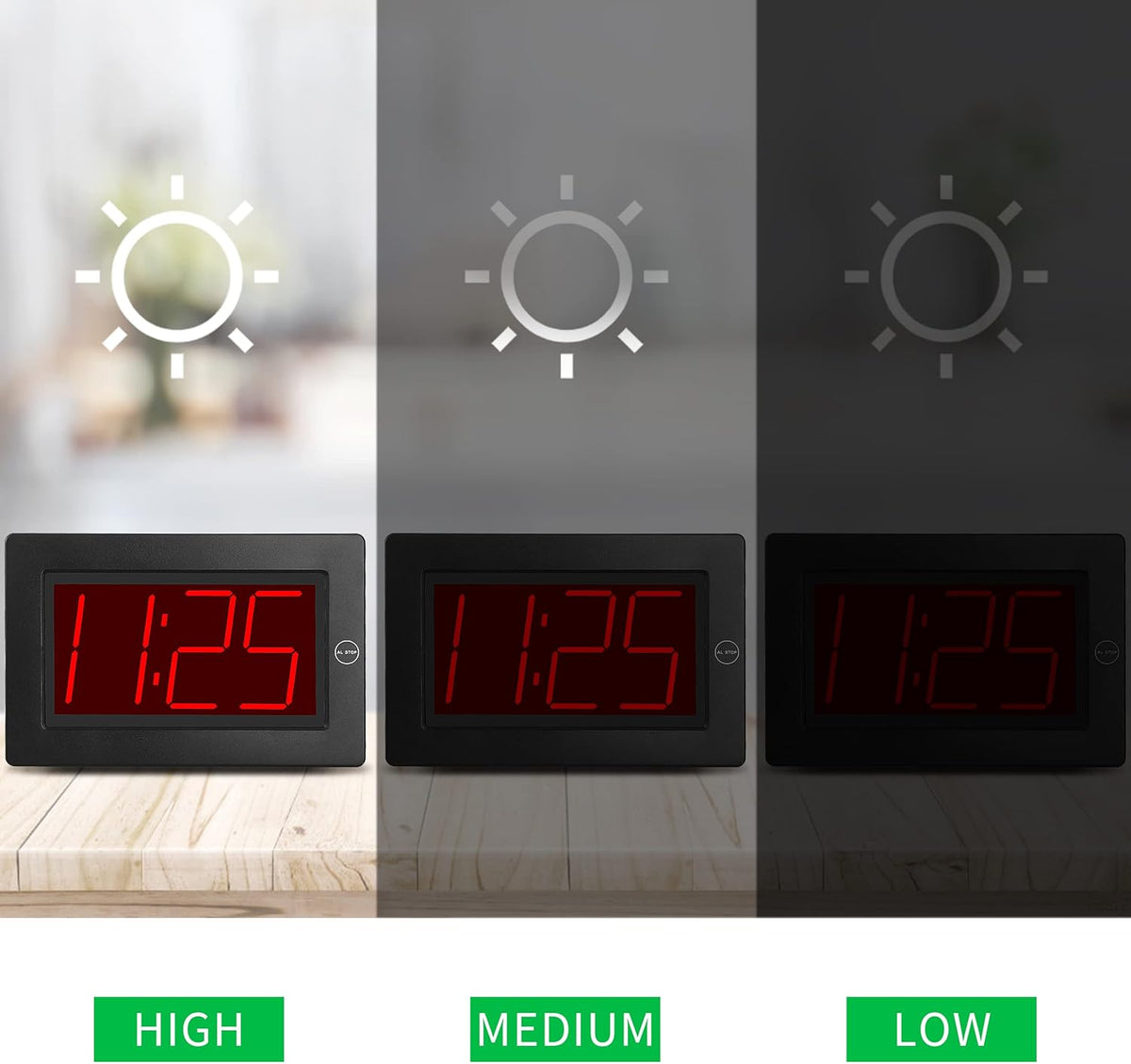 Wall Clock, Digital Clock, 8" Extra Large Display, 3" Big LED Number, Battery Operated, Adjustable Brightness, Clock for Bedroom, for Desk, Wall Mounted - PuriLite