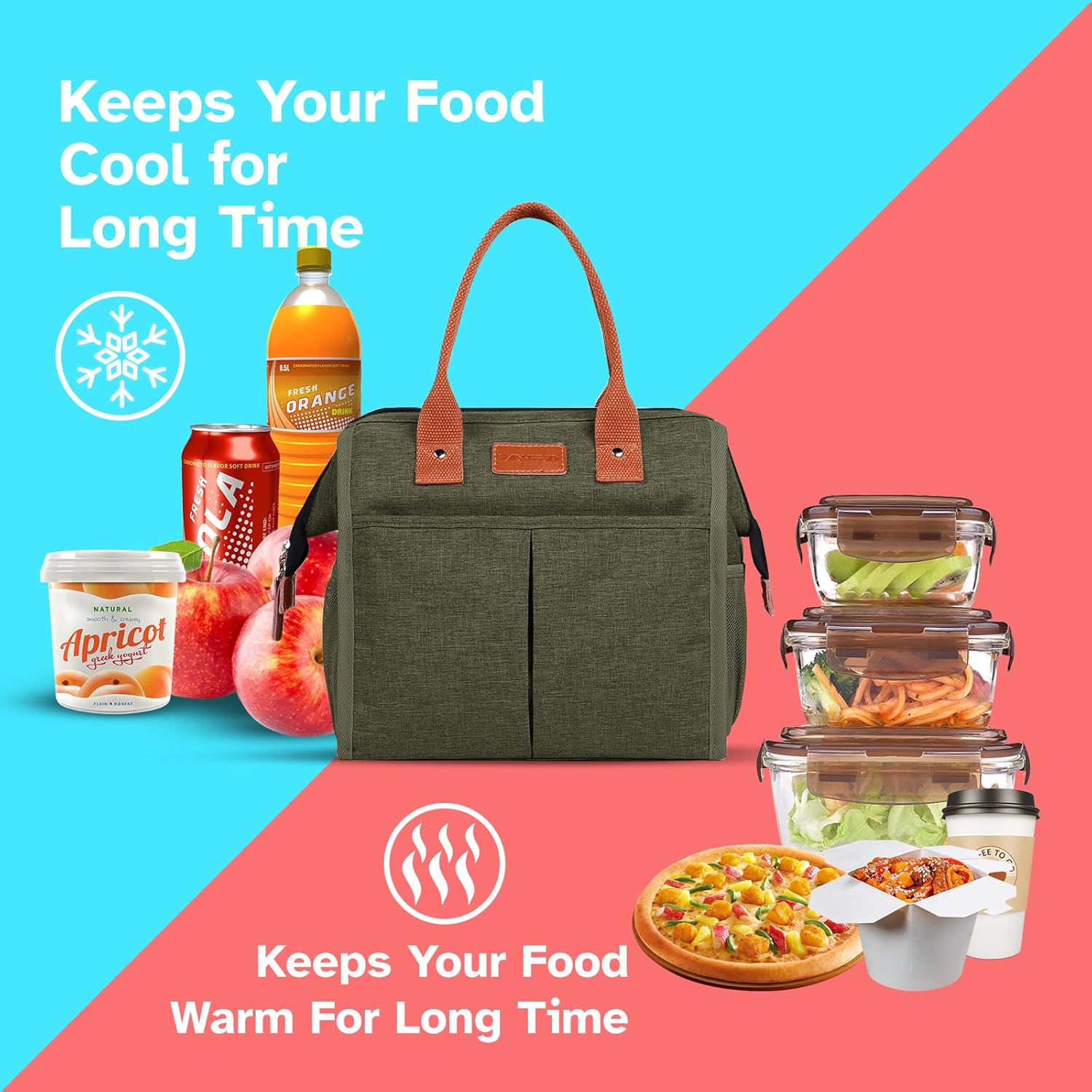 Lunch Bag for Women & Men, Insulated Lunch Box Cooler Tote Bags, Adult Reusable Lunch Boxes with Water Resistant for Work, Travel and Picnic (Grey) - PuriLite
