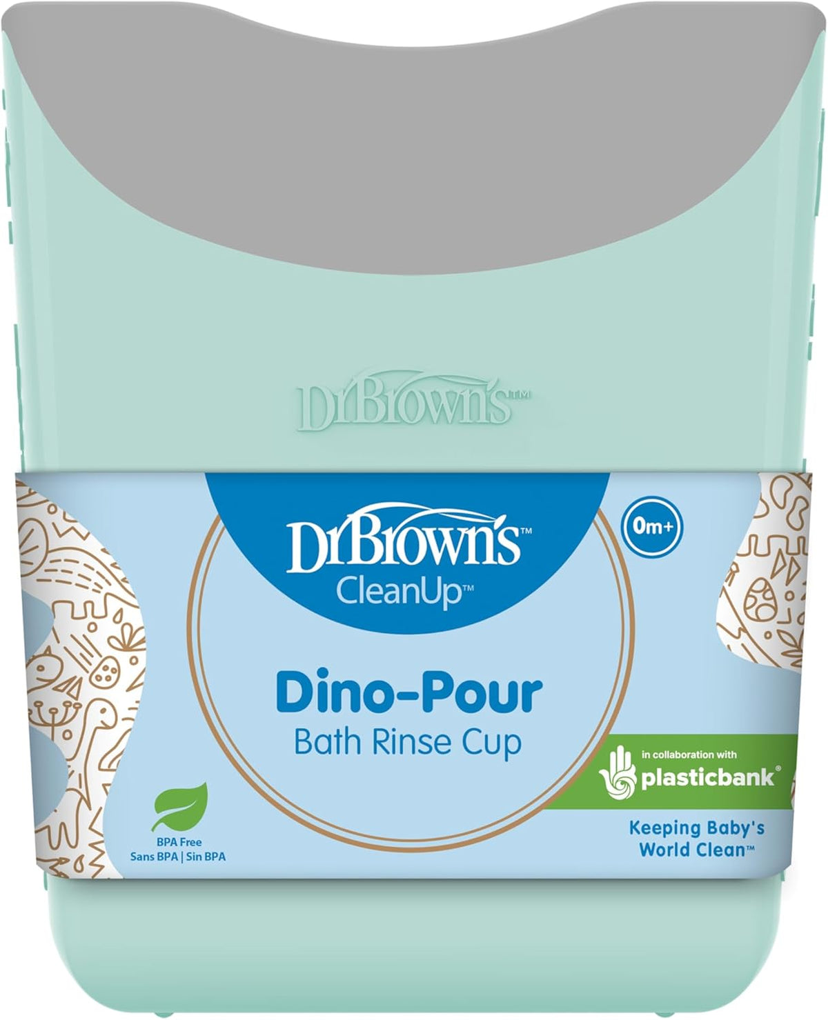 Dr. Brown's CleanUp Dino-Pour Bath Rinse Cup, 0m+, BPA Free, Certified Plastic Neutral - PuriLite