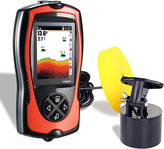 Atibin Handheld Wired Fish Finder Kayak Portable Display Depth Finder Boat Sonar Fish Finders Transducer Sensor LCD Screen - PuriLite