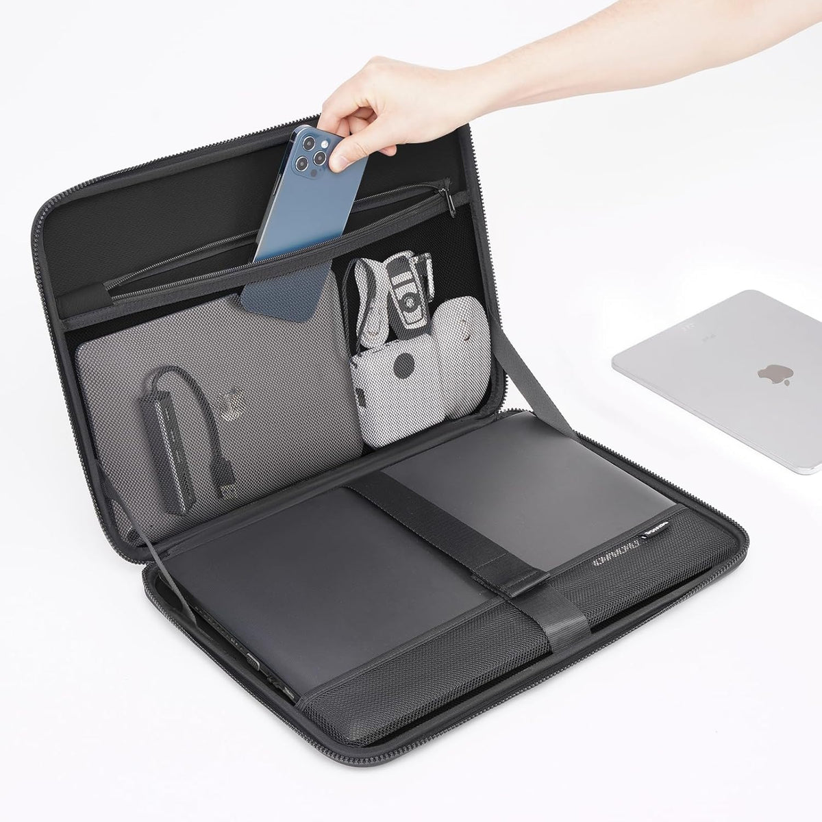 DOMISO 15.6 inch Laptop Sleeve with Handle Protective Shockproof Waterproof EVA Case for 15.6" Yoga 720 IdeaPad 310 320 ThinkPad T570/Legion 5 Gen 6/HP Envy 15/15.6" Notebooks, Dark Blue - PuriLite
