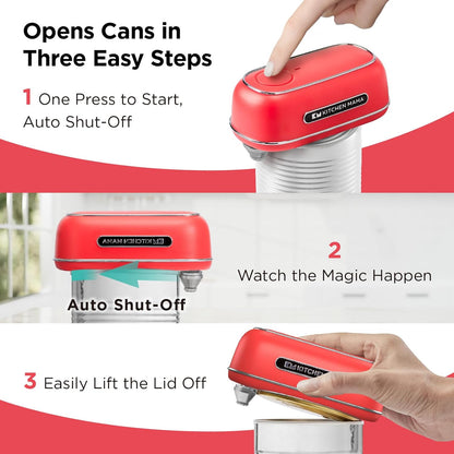 Kitchen Mama Orbit One Stainless Steel Rechargeable Electric Can Opener: Hands-Free, USB-C Charging, Automatic Stop, Smooth Edge, Safety, Blade for Large Cans, Heavy Duty, Soda Can and Pop Can - PuriLite