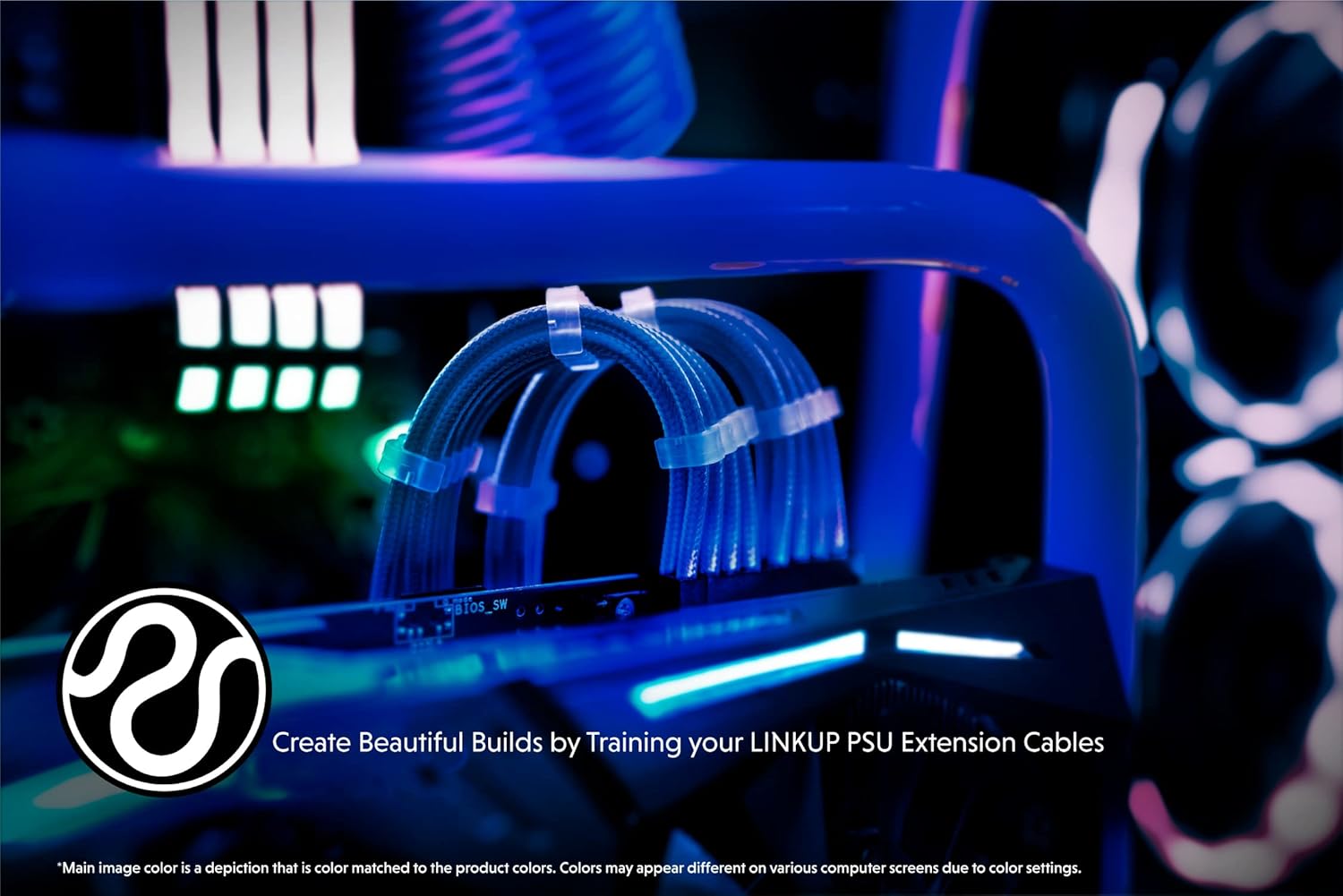 LINKUP - 30cm Super Soft and Flexible PSU Cable Extension Sleeved Custom Mod GPU PC Braided w/Comb Kit | 1 x 24 P (20+4) | 2 x 8 P (4+4) CPU | 2 x 8 P (6+2) GPU Set | 300mm - Blackgreen - PuriLite