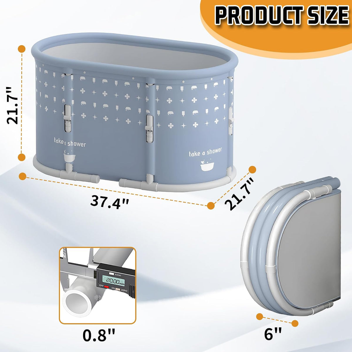 TORIBIO Foldable Bathtub for Adults, Portable Soaking Tub for Home & Travel