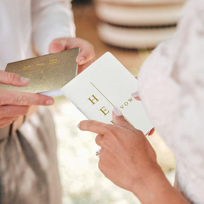 WeddingGiftsWedding Vow Books His and Hers Soft Touch Gold Foil Engraving Vow Books Wedding Essentials Wedding Accessories(TR-HH-Black) - PuriLite
