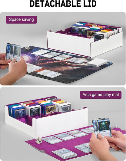 ZLCA Card Storage Box for MTG PTCG, Commander Deck Box Holds 3000+ Cards, Card Storage Case with 4 Stoppers, Card Organizer for TCG Sport Cards (Black) - PuriLite