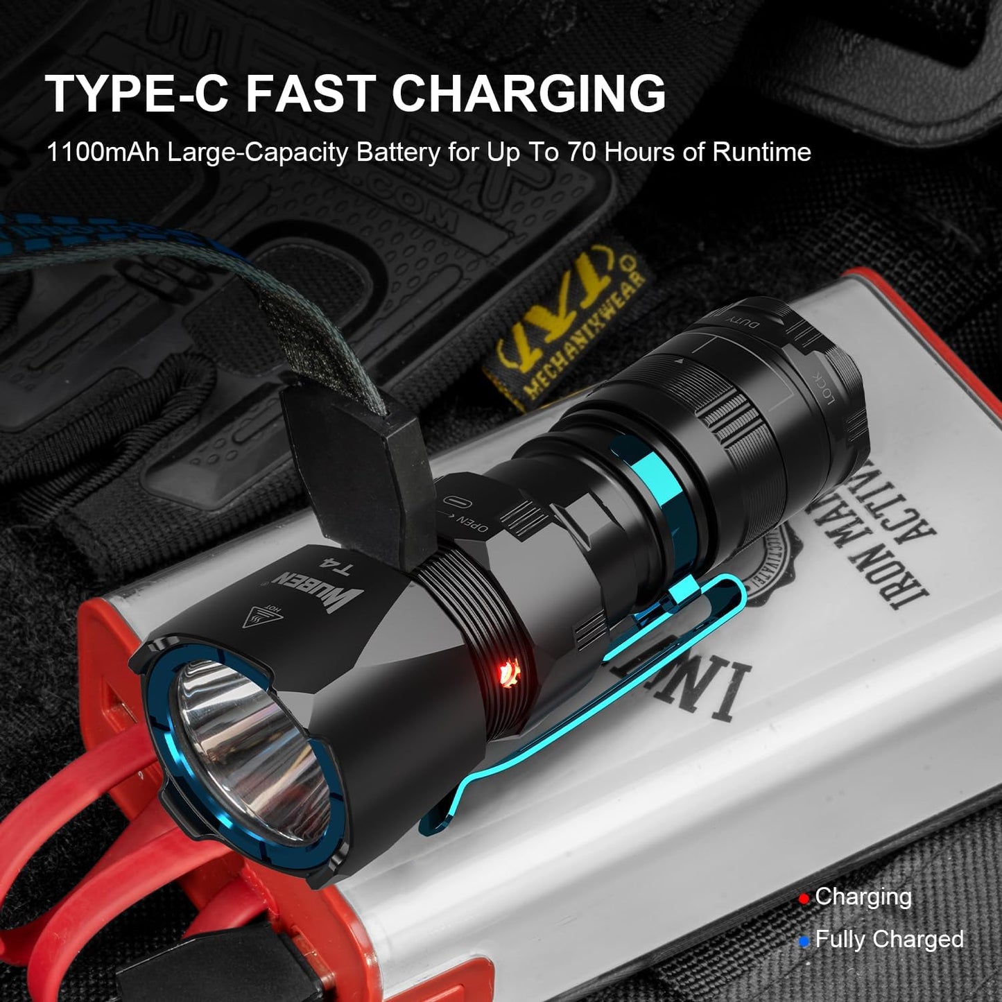 WUBEN T4 Flashlight Rechargeable, Mini Tactical Flashlight Military Grade 401M Long Throw, Small Flashlight with Tactical/Duty/Lock 3 Modes, EDC Flash Light for Police, Emergency and Daily Use - PuriLite