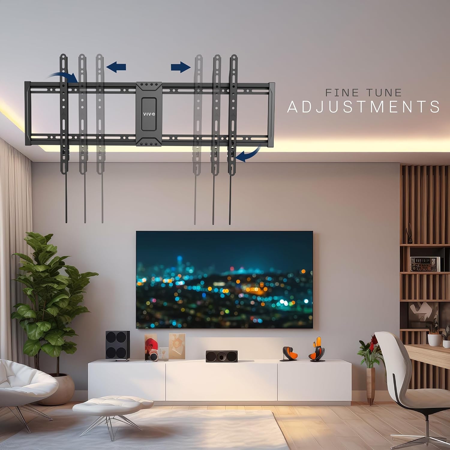 VIVO Extra Large Heavy Duty 43 to 100 inch LCD LED Curved and Flat Panel Screen, TV Wall Mount Bracket with Max 800x400mmmm VESA, Black, MOUNT-VW100F - PuriLite