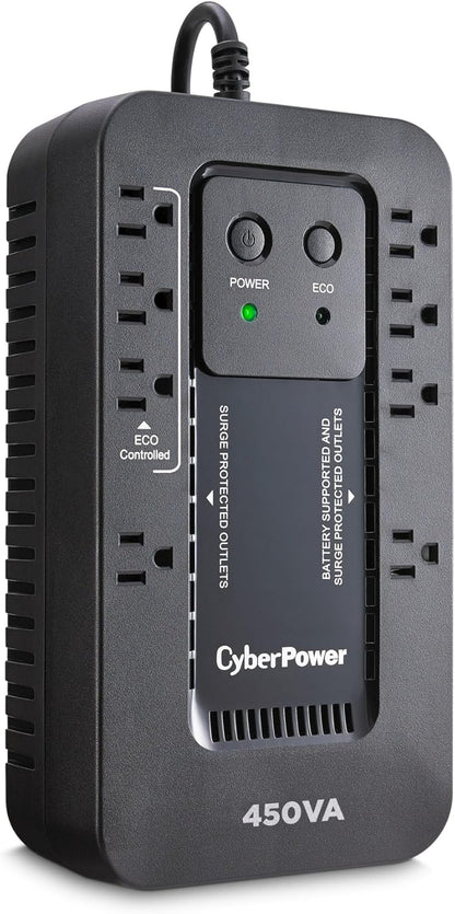 CyberPower EC850LCD Ecologic Battery Backup & Surge Protector UPS System, 850VA/510W, 12 Outlets, ECO Mode, Compact, Uninterruptible Power Supply - PuriLite