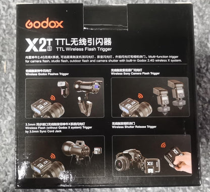 Godox X2T-S TTL Wireless Flash Trigger for Sony, 1/8000s HSS, Bluetooth Connection Supports iOS/Android App Controller, TCM Function, 5 Separate Group Buttons, New Hotshoe Locking, New AF Assist Light - PuriLite