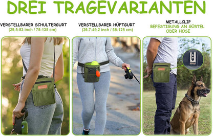 TRIPOLACO Dog Treat Pouch, Large Treat Pouches for Pet Training with Multiple Pockets, Built-in Poop Bag Dispenser & Phone Holder, 3 Wear Styles, Ideal Dog Treat Bag for Training & Walks - PuriLite