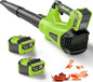 GREENER 21V Leaf Blower Cordless - 460CFM/145MPH Turbo Mode Electric Leaf Blower with 2 X 4.0Ah Battery and Fast Charger Included, Blowing Leaves and Dust, Patio Cleaning - PuriLite
