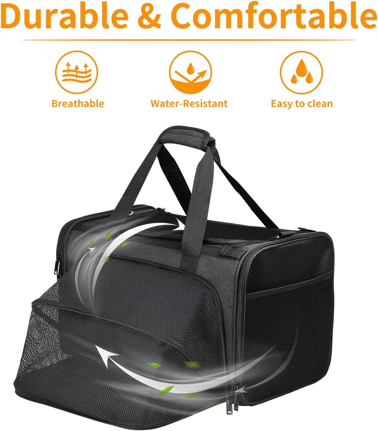 Alioth Cat Carrier, Soft-Sided Mesh Pet Airline Travel Carrier Bag, Portable Small Medium Cats Carrier, Collapsible Breathable Puppy Carrier, Black - PuriLite