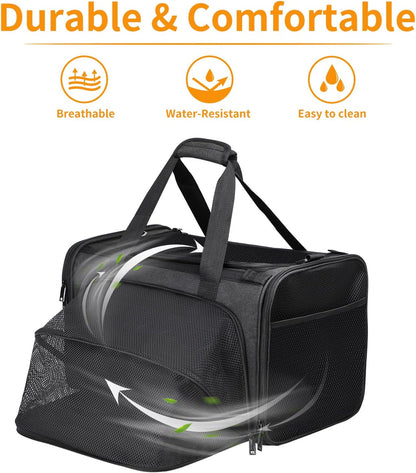 Alioth Cat Carrier, Soft-Sided Mesh Pet Airline Travel Carrier Bag, Portable Small Medium Cats Carrier, Collapsible Breathable Puppy Carrier, Black - PuriLite