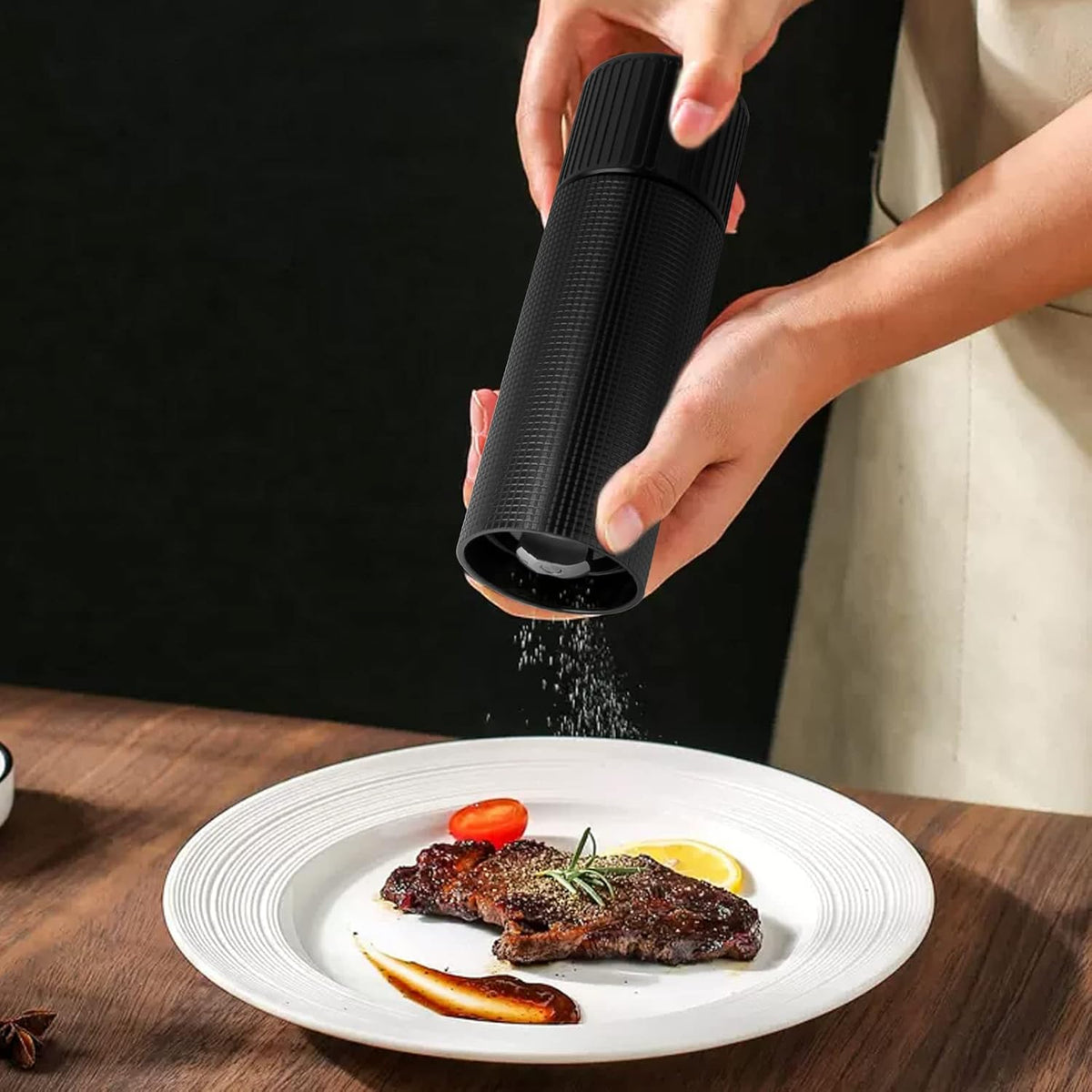 WhiteRhino Professional Grade Pepper Mill, 430 Stainless Steel Blade Premium Hand Metal Pepper Grinder Heavy Duty,Refillable Aluminum Manual Pepper Mill with Adjustable Coarseness-Black - PuriLite