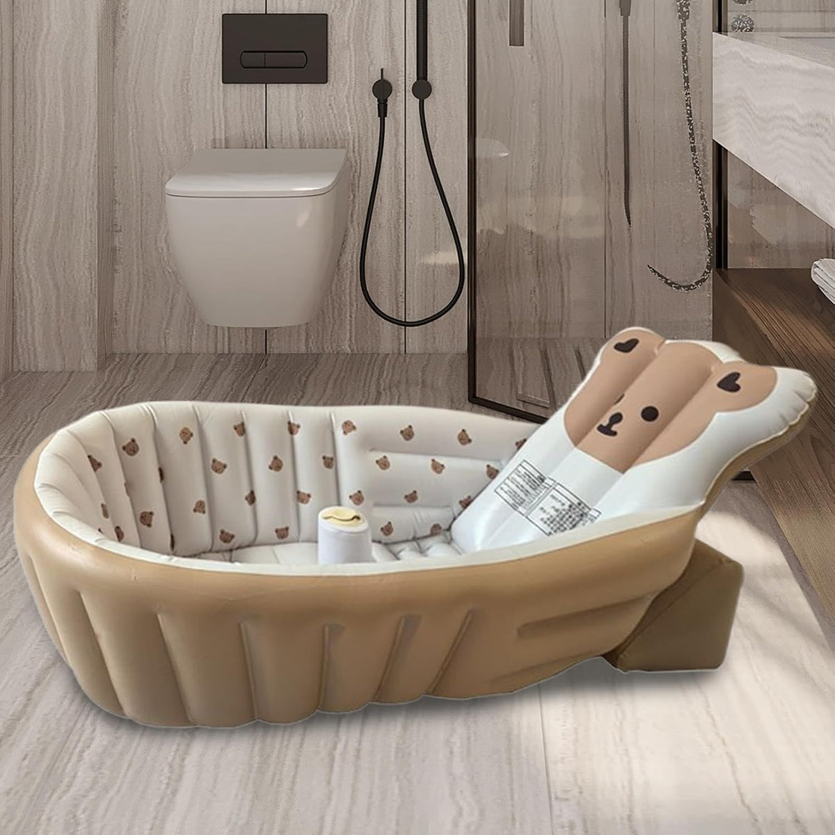 Baby Tubs - Inflatable Toddler Shower Tub - Adjustable Foldable Bathing Support Seat Bathroom Accessories for Beach Pool Outdoor Camping Travel - PuriLite