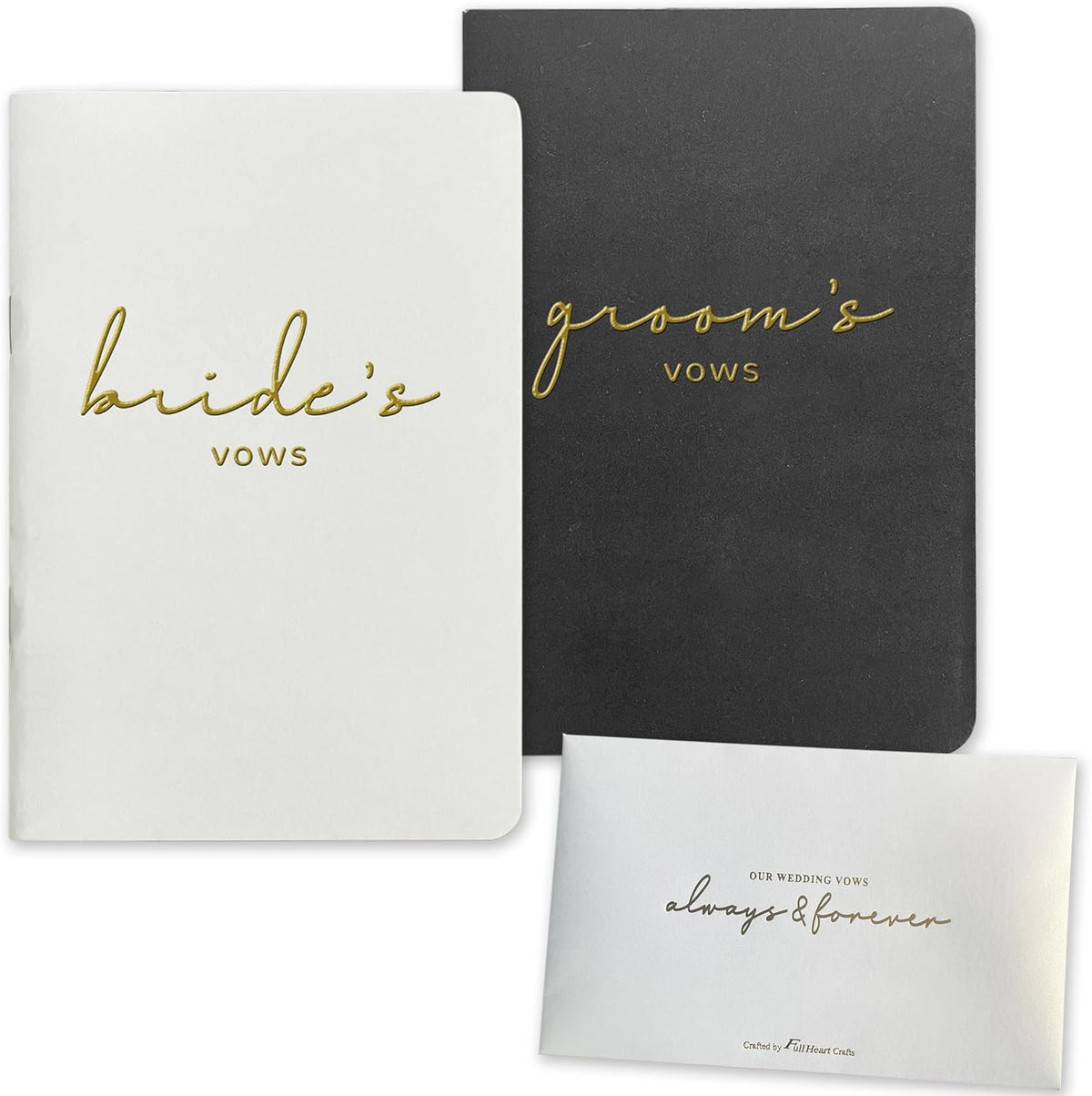 WeddingGiftsWedding Vow Books His and Hers Soft Touch Gold Foil Engraving Vow Books Wedding Essentials Wedding Accessories(TR-HH-Black) - PuriLite