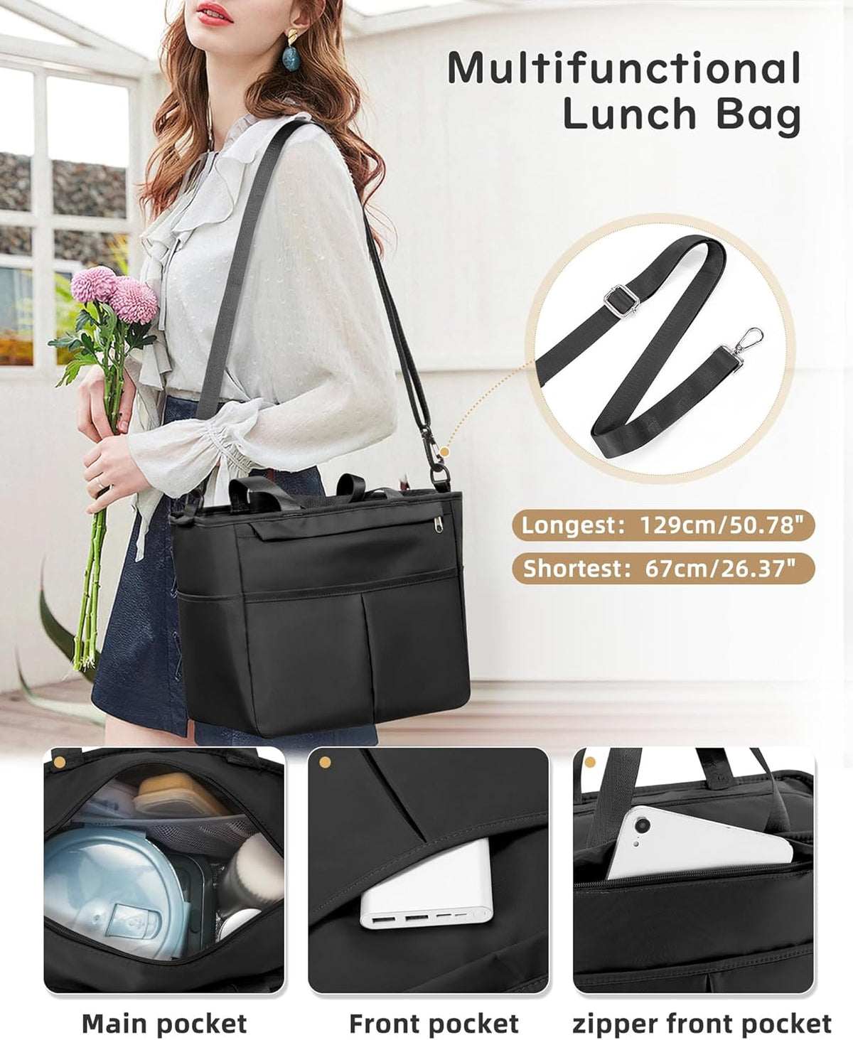 Lunch Bag Insulated Lunch Box Leakproof Lunch Tote Bags for Women Men,Portable Thermal Cooler Bag Lunch Containers with Shoulder Strap for Work, Family, Picnic, School, Outdoor,BBQ C2-Pinkpurple - PuriLite