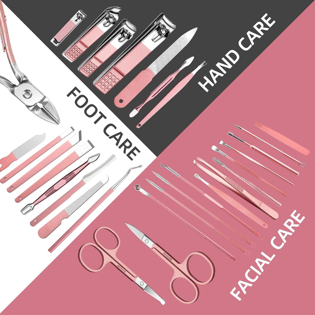 Manicure Set 30 in 1 Nail Clipper set, REDFLOW nail clippers, fingernail & toenail clippers, Manicure Tools, pedicure tools, Suitable for Travel Manicure Kit, Nail Set Kit With Everything Profe - PuriLite