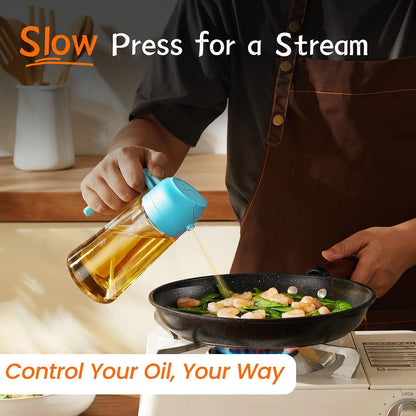 Purilite Select 470ml Glass Oil Sprayer &amp; Dispenser Bottle – 2-in-1 Flip Top - PuriLite
