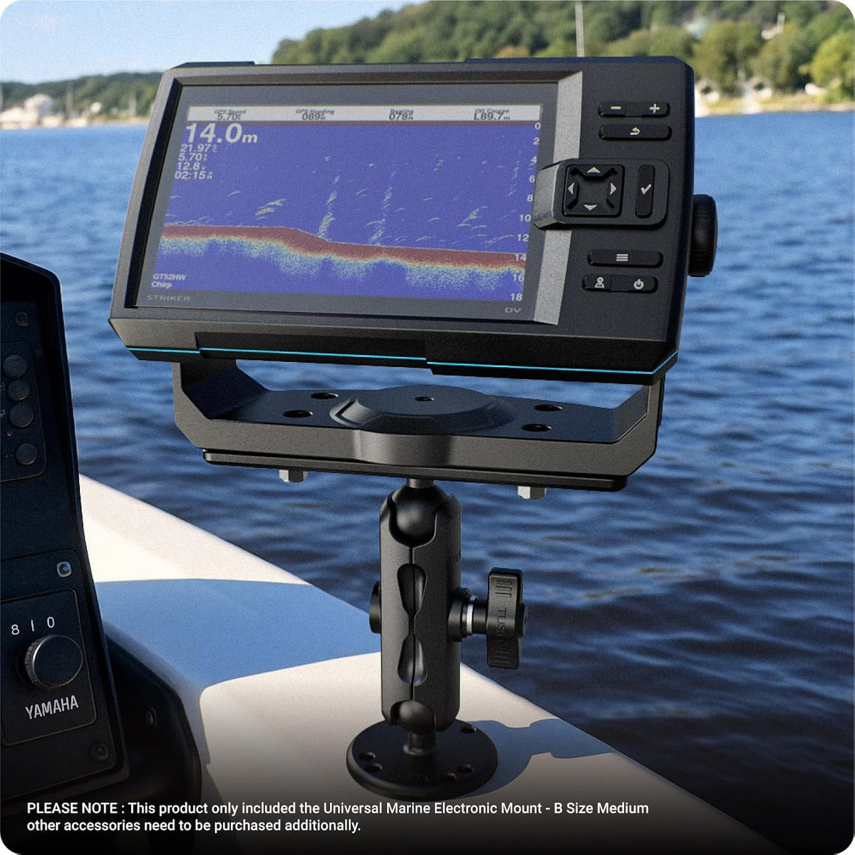 TUSITA Universal Marine Electronic Mount - B Size Medium, Aluminum Fish Finder Mount with 1" Ball for Boat, 360° Rotation, High Salt Water Resistant, Compatible with Garmin, Lowrance and More - PuriLite