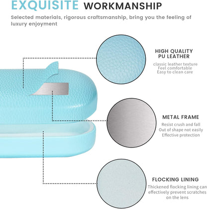 molshine Hard Shell Leather Sunglasses Case,Classic Large Glasses Case for Women Men,Sunglass Eyeglasses - PuriLite