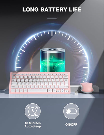 TECKNET Keyboard and Mouse Wireless - Compact 2.4GHz Wireless Keyboard and Mouse Combo with Adjustable DPI, Ultra-Quiet Clicks, Lag-Free Performance for Computer, Laptop, PC, Windows, Mac, Chrome OS - PuriLite