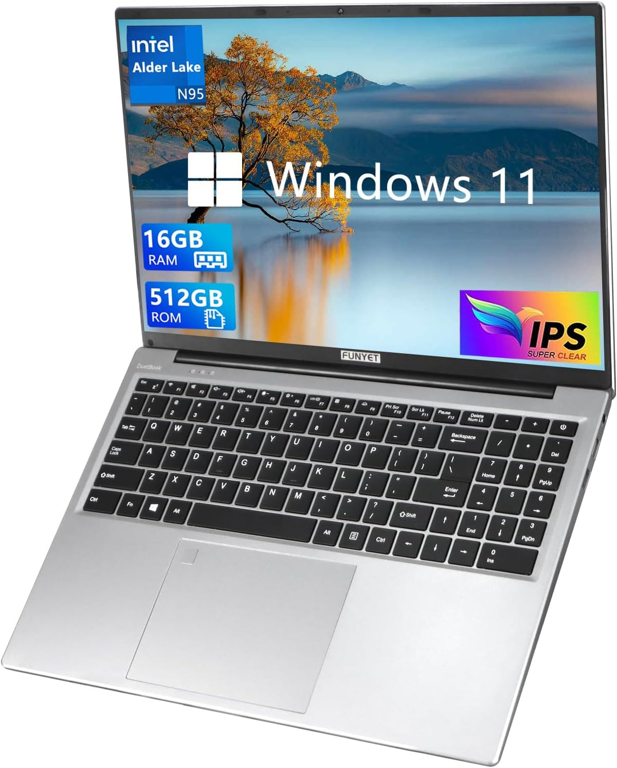 16 Inch Gaming Laptop, Laptop Computer 2025 Windows 11 Pro, 16GB RAM 512GB SSD, Intel 12th Gen N95 Processor(up to 3.4GHz), Backlit Keyboard, Fingerprint Unlock, FHD 1920 * 1200 - PuriLite